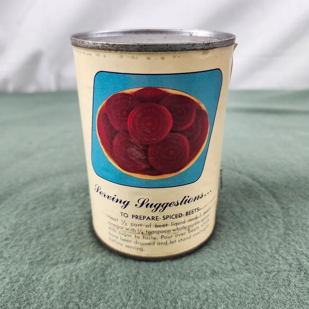 VTG Advertising Poor Boy Salad Sliced Beets Tin Can Paper Label Country Store